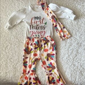Thanksgiving Baby Outfit with Turkey Print